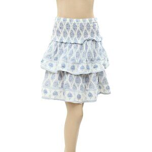 Malvin Floral Printed Smocked Mini Skirt Tiered High Waisted Cotton M New 206286